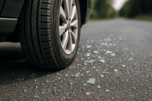 caco de vidro fura pneu de carro