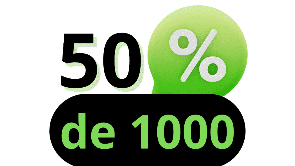 Quanto é 50% de 1000?