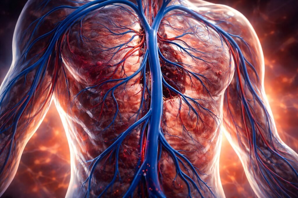 Quantos quilômetros de vasos sanguíneos tem o corpo humano aproximadamente?